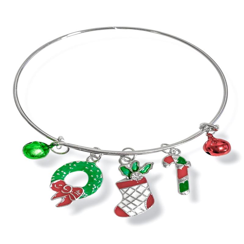 Holly Jolly Silver Christmas Charm Bracelet