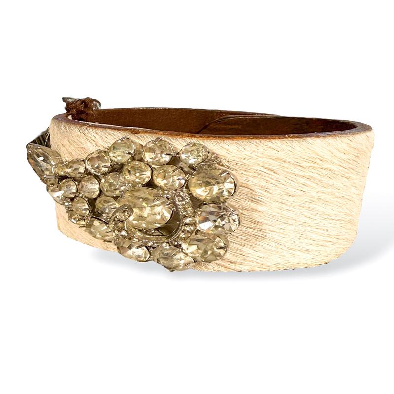 Made in the Deep South 1940s Brooch Hair On Hide Cuff Bracelet