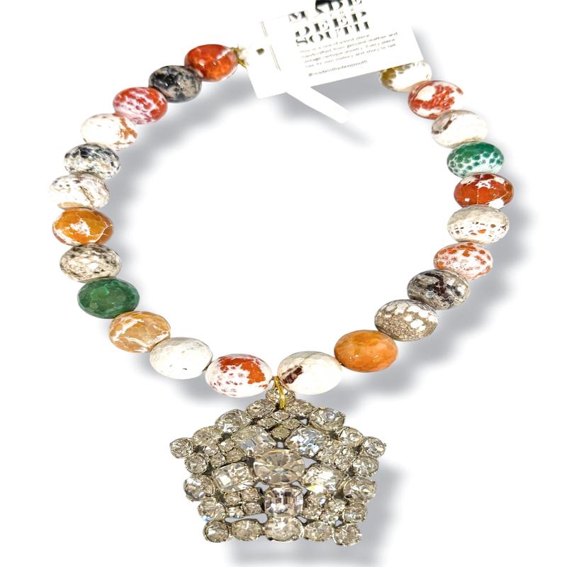 Made in the Deep South 1950s Brooch 1970s Fire Agate Necklace