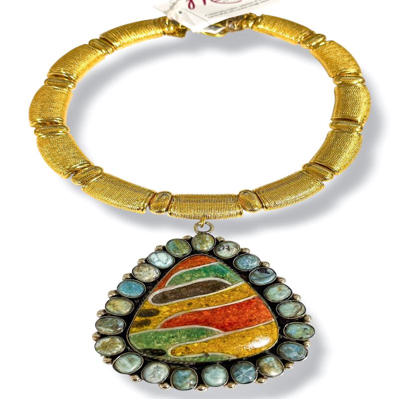 Made in the Deep South 1960s Coconut Shell & Turquoise 1970s Necklace