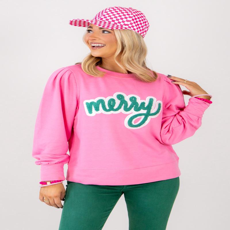 Merry Square Kelly Merry Pink Long Sleeve Sweatshirt