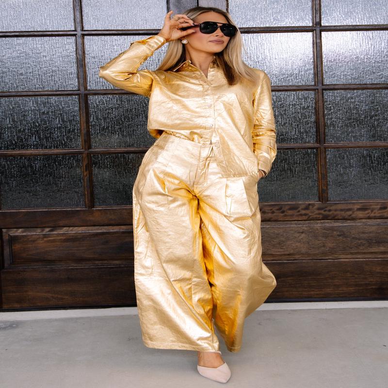 San Marino Metallic Long Sleeve Blouse