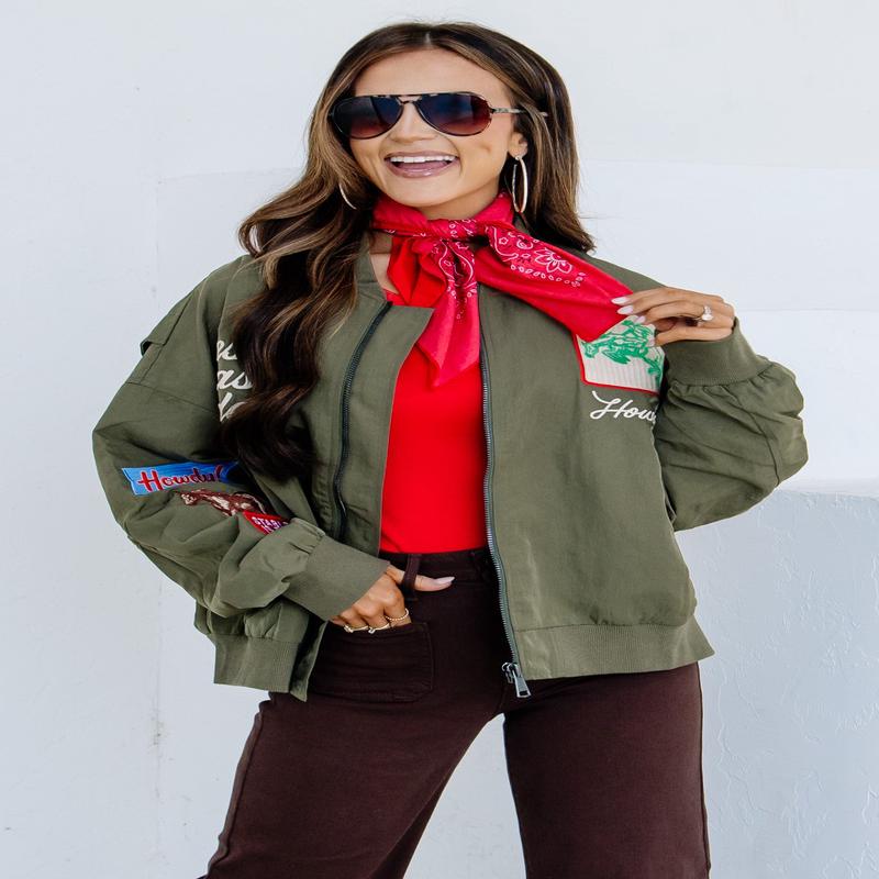 Western Rodeo Army Green Long Sleeve Jacket