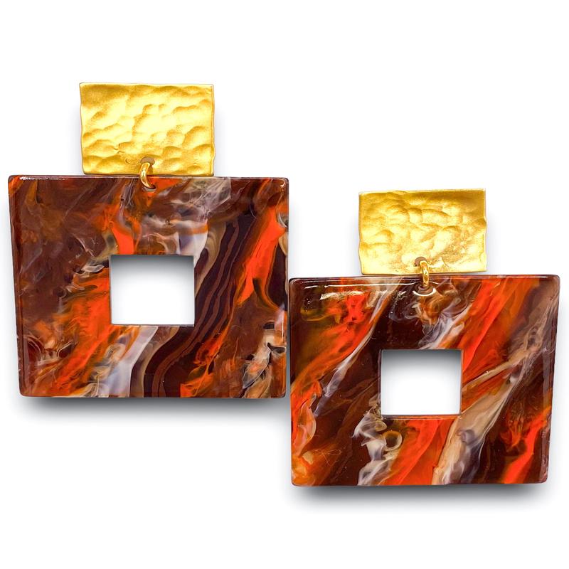 Time Flies Earring - Orange Smoke