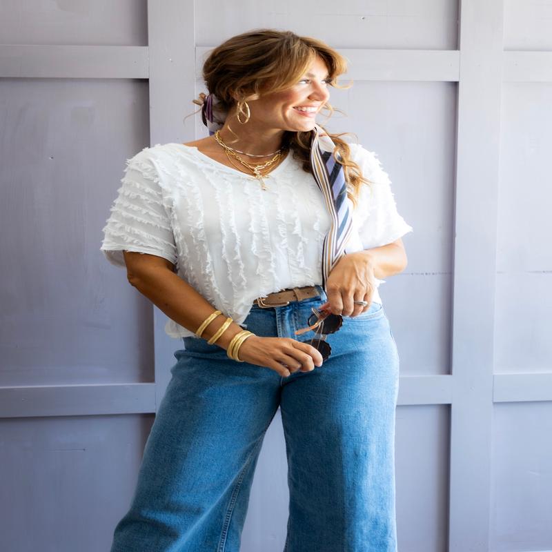 Jarvis V-Neck Top - White - SALE