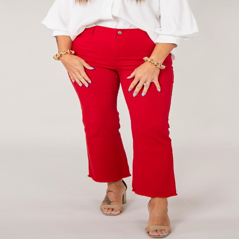 The Signature Wide Leg Pant - Red - SALE
