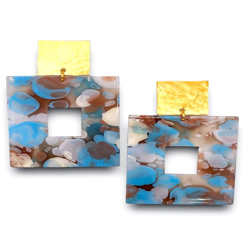 Time Flies Earring - Blue Watercolor