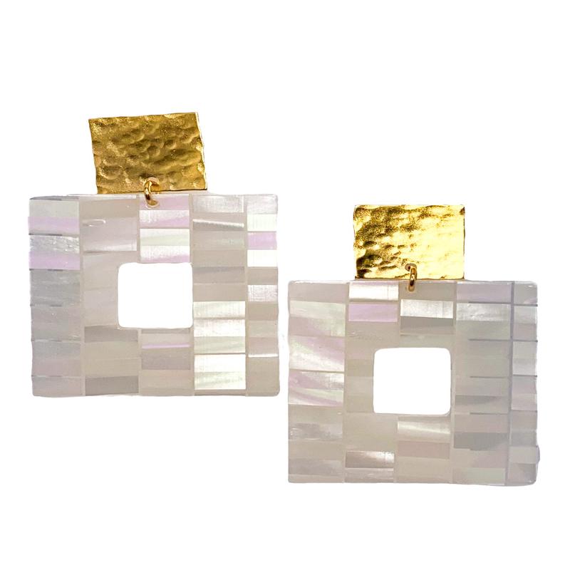 Time Flies Earring - White Tiles