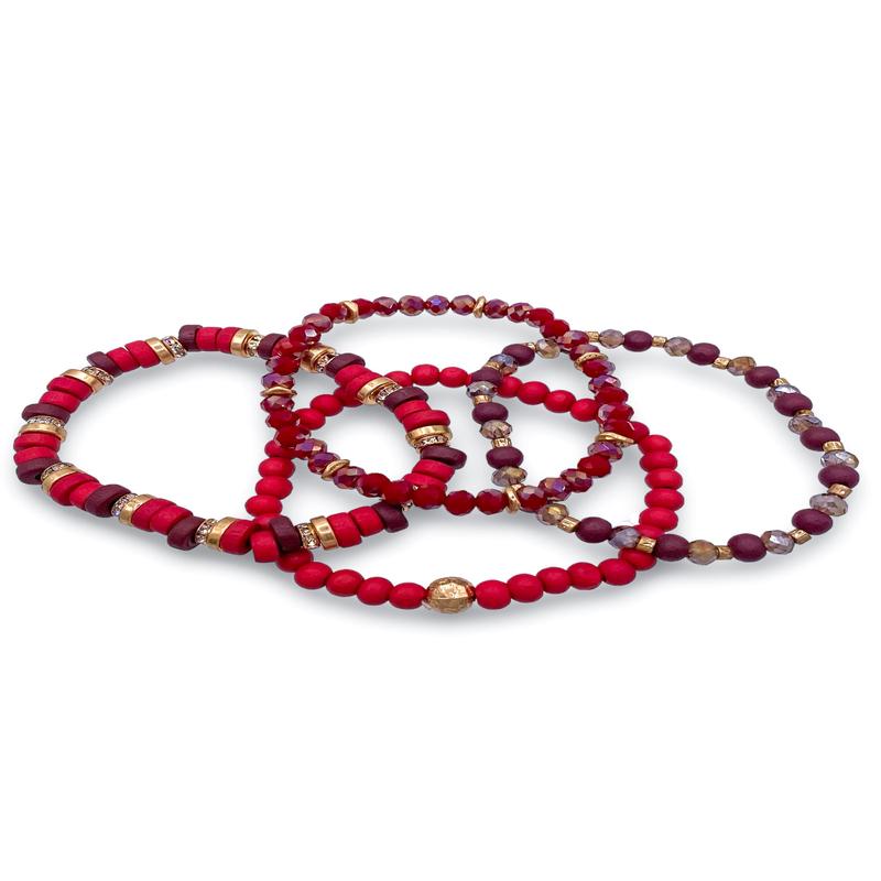 Far From The Truth Bracelet Set - Wine - FINAL SALE