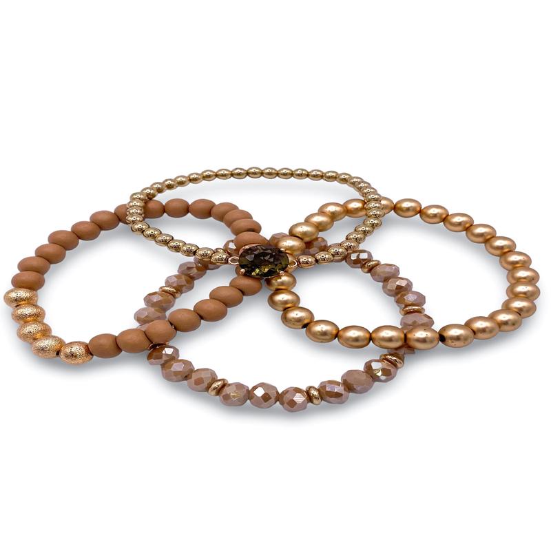 On The Rise Bracelet Set - Lt.Brown