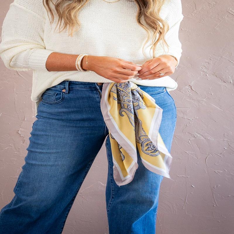 Paisley Silky Scarf - Mustard