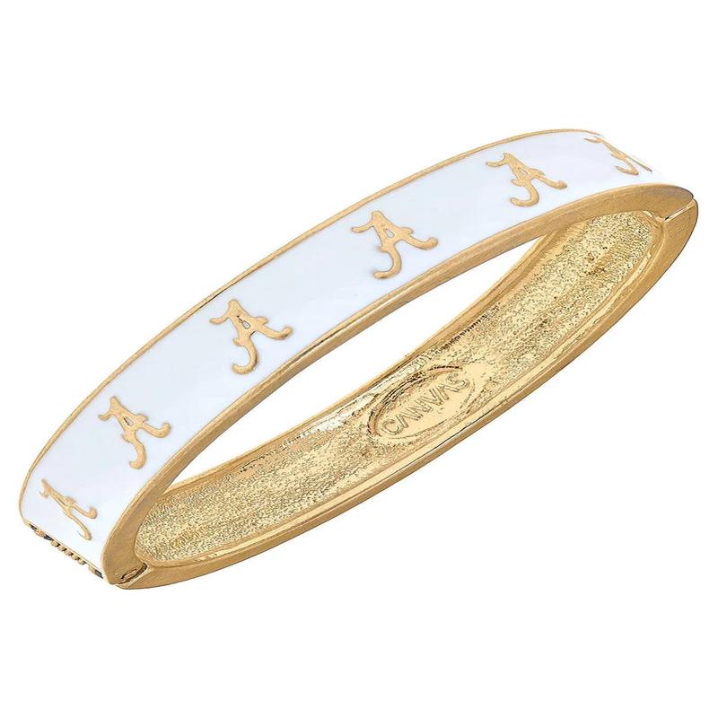 AL Crimson Tide Hinge Bangle - White - FINAL SALE