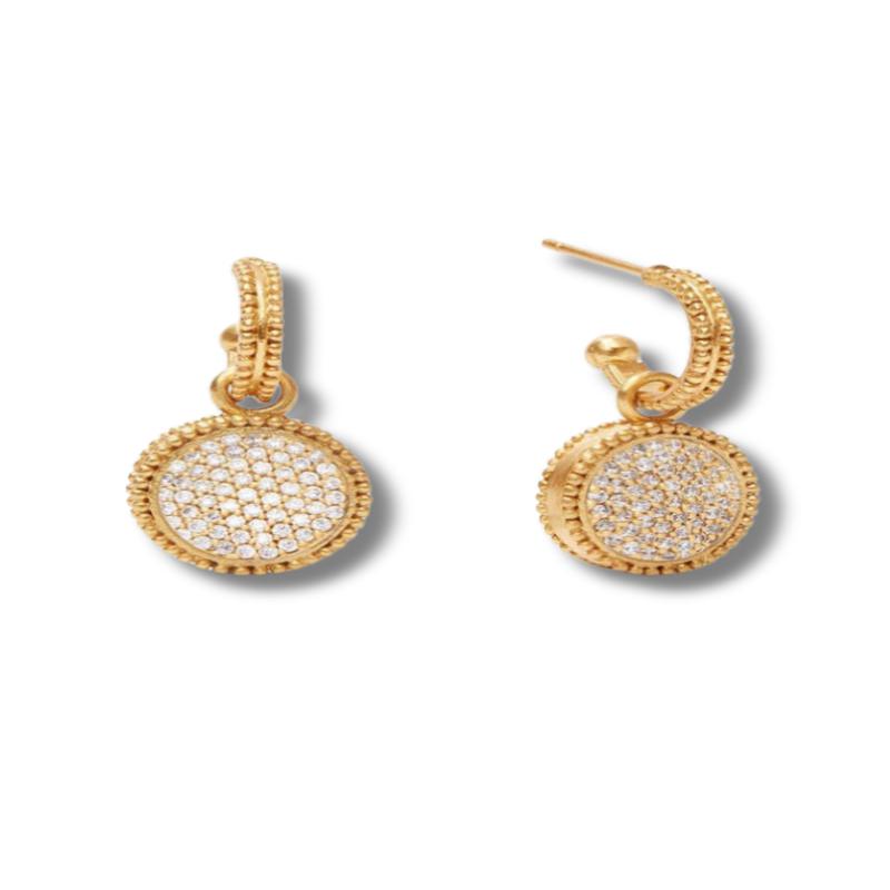 Julie Vos Fleur-de-Lis CZ Hoop & Charm Earrings