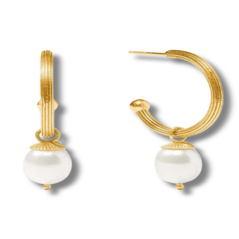 Julie Vos Sanibel Pearl Hoop & Charm Earrings