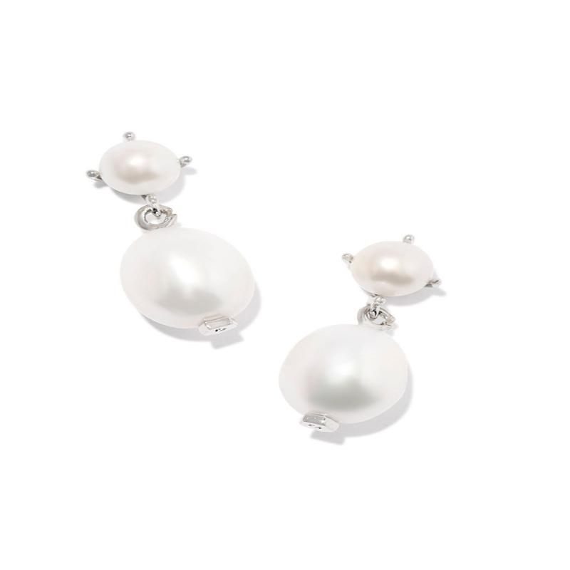 Kendra Scott Eve Drop Silver White Pearl Earrings - SALE