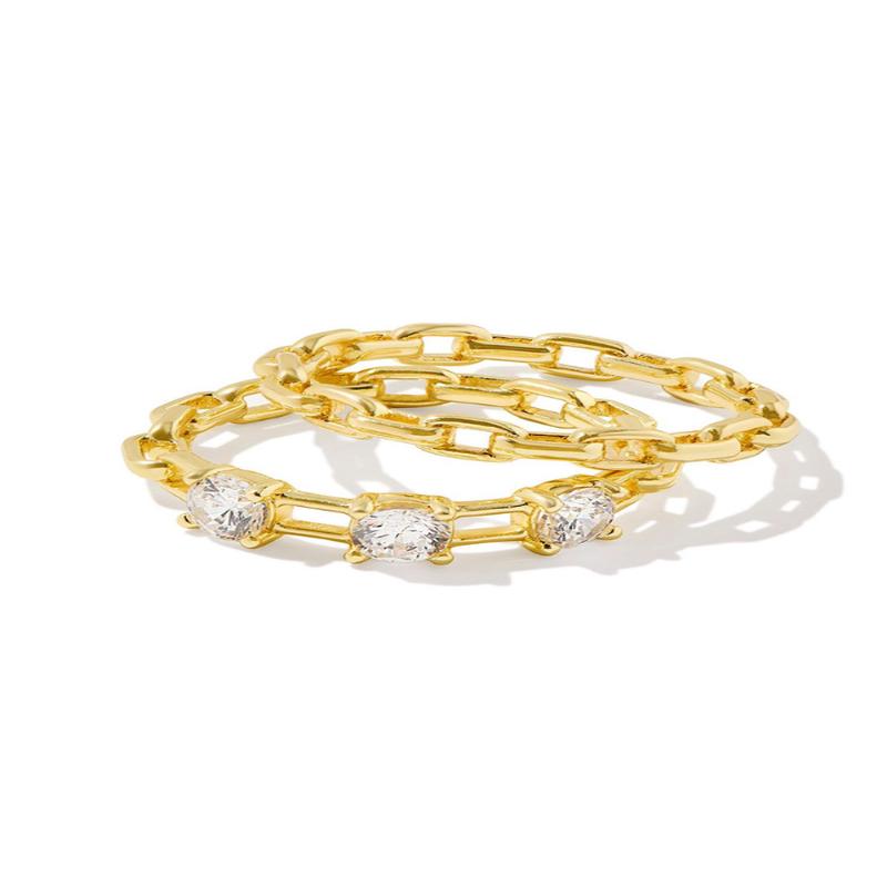 Lexi Ring Set - Gold White Crystal - Size 6 | Kendra Scott - FINAL SALE