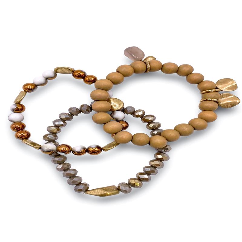 In Your Mind Bracelet Set - Taupe/Tan - FINAL SALE