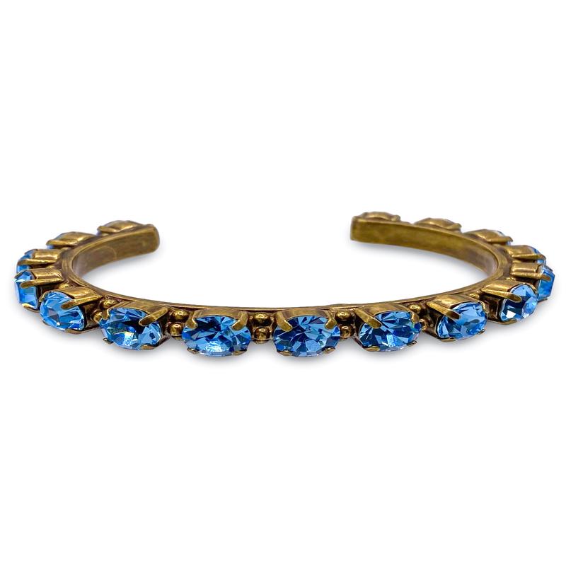 Riveting Romance Cuff - Antique Gold Aquamarine | Sorrelli
