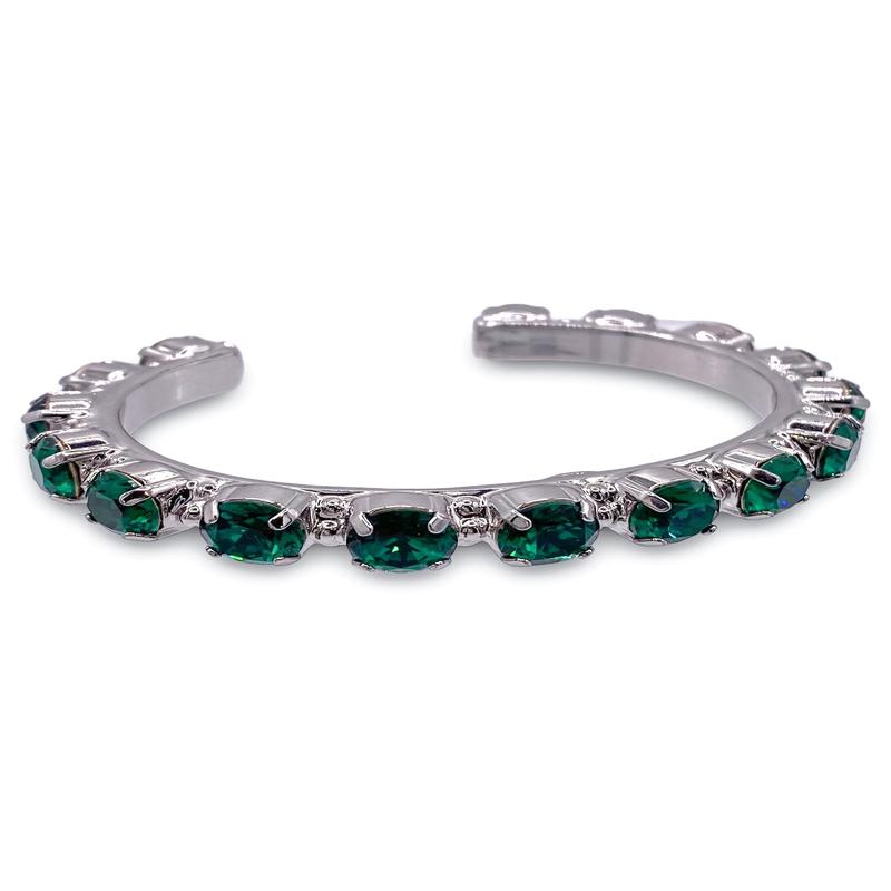 Riveting Romance Cuff - Palladium Emerald | Sorrelli - FINAL SALE