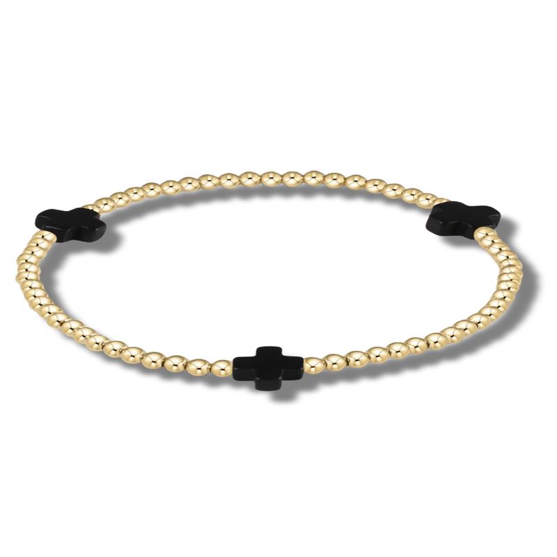 enewton Signature Cross 3mm Onyx Bead Bracelet