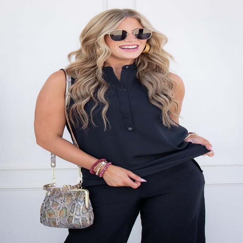 Crepe Popover Blouse - Black | SPANX - FINAL SALE