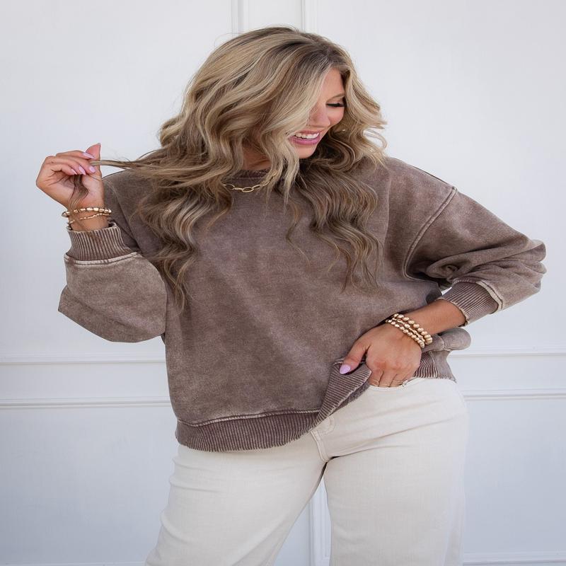 On The Road Pullover - Mocha - DOORBUSTER