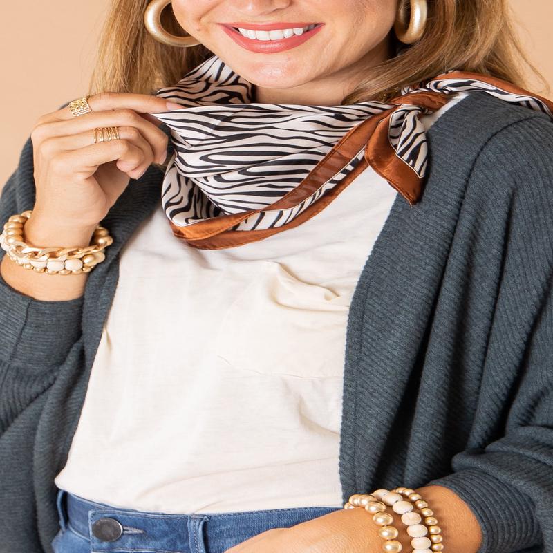 Tiger Line Silky Bandana - Beige | RESTOCK