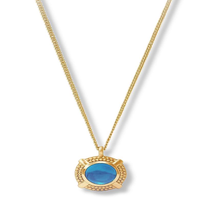 Cabochon Solitaire Necklace - London Blue | Julie Vos