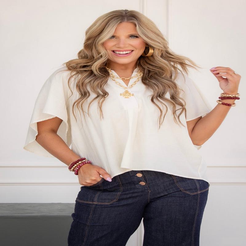 Naomi Flutter Sleeve Top - FINAL SALE