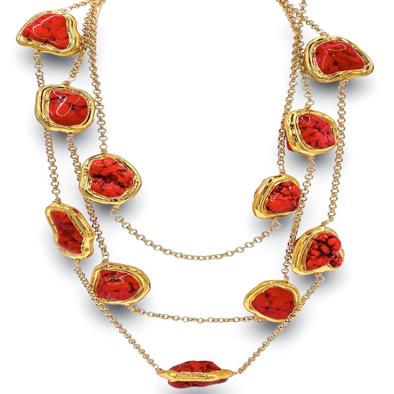 Third Time's A Charm Necklace - Red Turquoise | Easton Elle