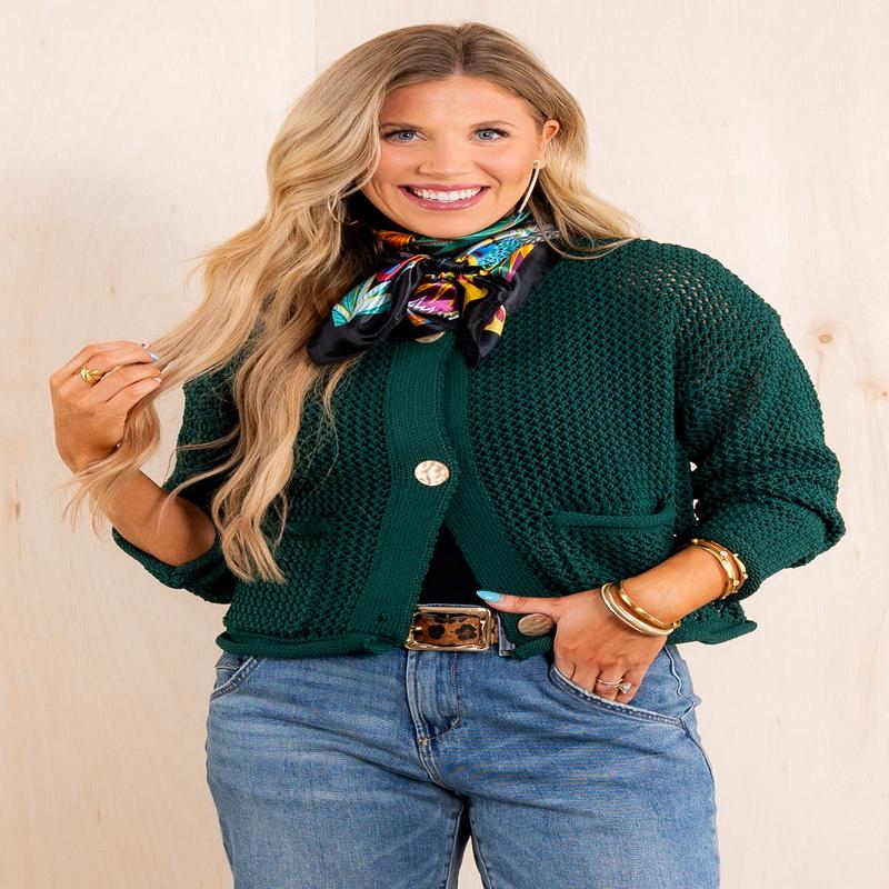 Come to Me Forest Green Long Sleeve Button Down Cardigan