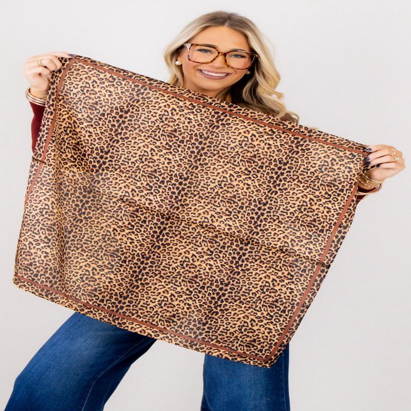 Cup Of Tea Leopard Print Silky Scarf