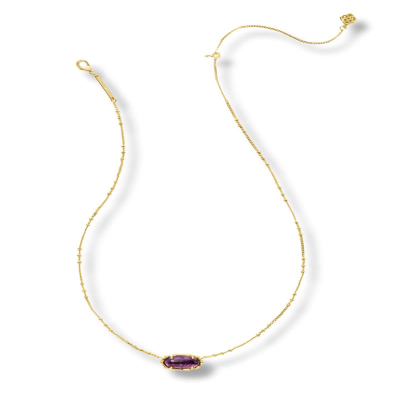 Elisa Bamboo Necklace - Gold Dark Purple Amethyst | Kendra Scott - FINAL SALE