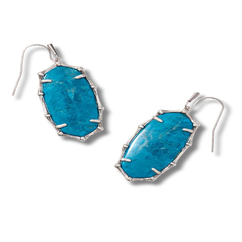 Elle Bamboo Frame Drop Earring - Silver Variegated Indigo Magnesite | Kendra Scott - FINAL SALE