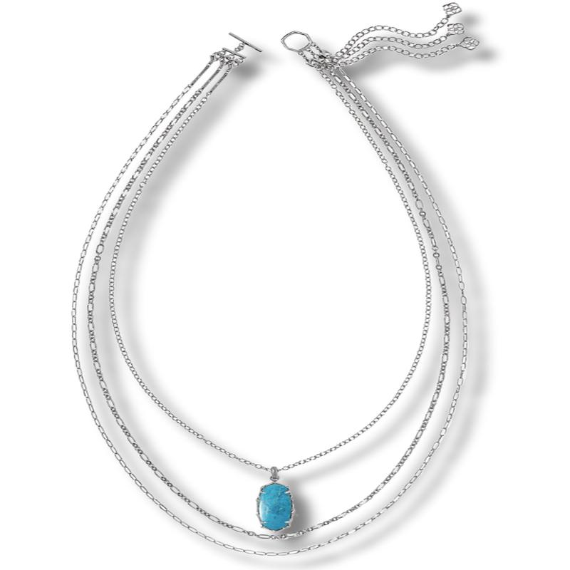 Elle Bamboo Frame Triple Strand Necklace - Silver Variegated Indigo Magnesite | Kendra Scott - SALE