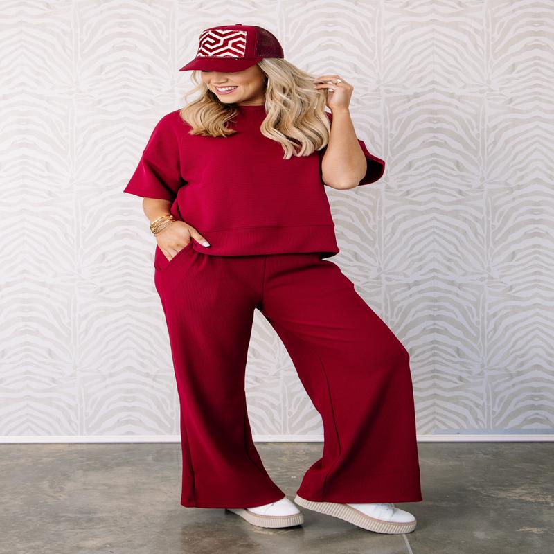 Hope To See Cabernet Short Sleeve Set