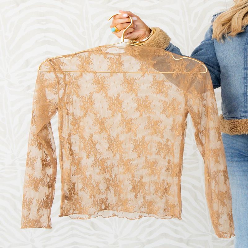 Making Memories Deep Camel Lace Layering Top