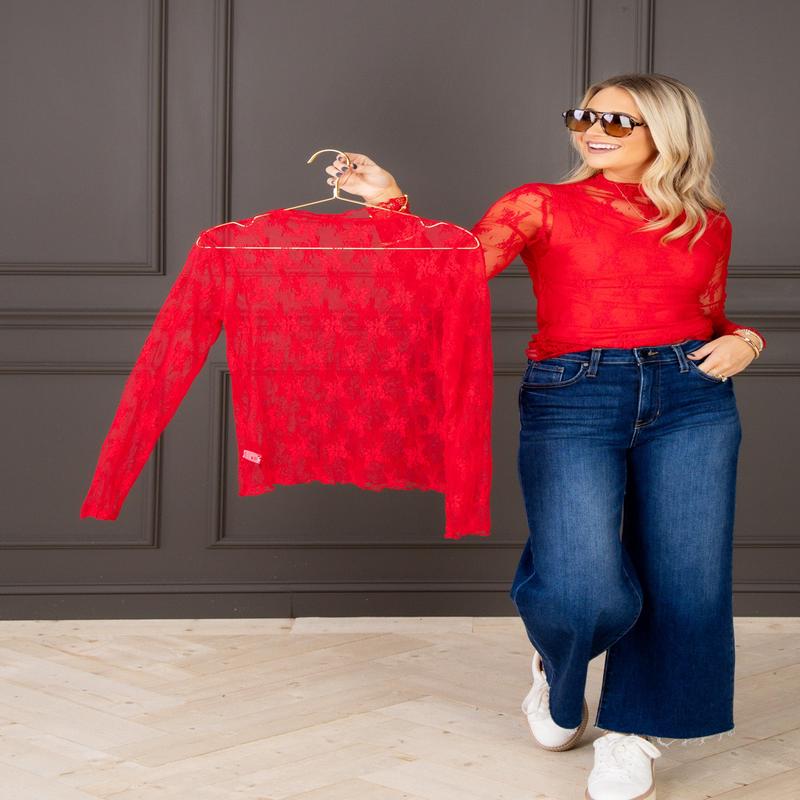 Making Memories Red Lace Layering Top