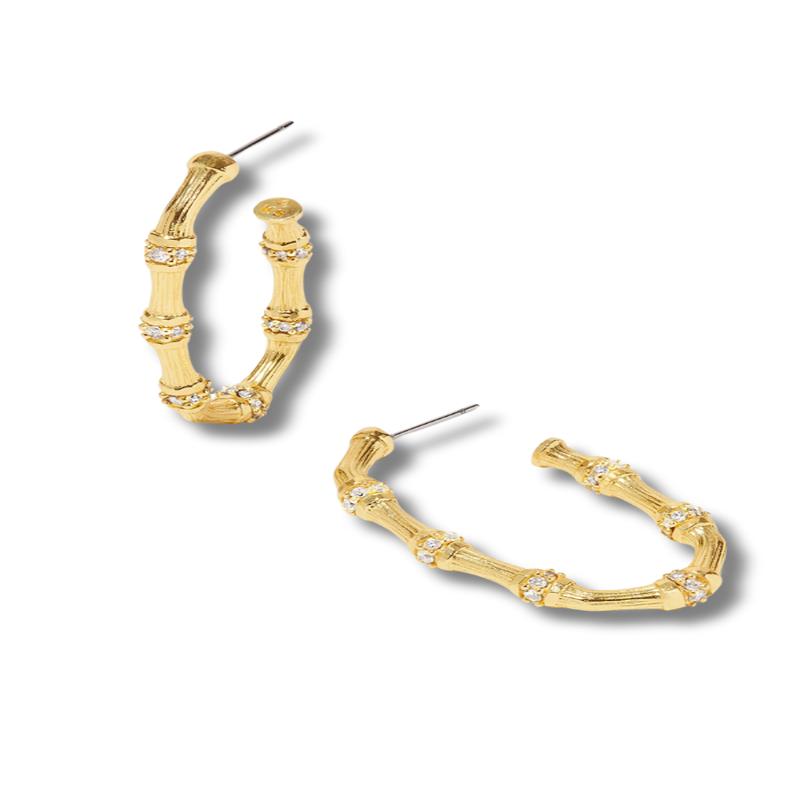 Maura Bamboo Earrings - Gold White Crystal | Kendra Scott - FINAL SALE