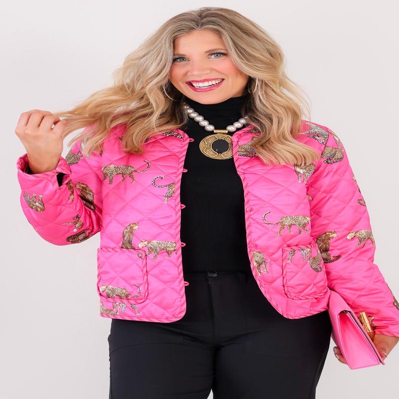 On the Record Hot Pink Leopard Long Sleeve Jacket