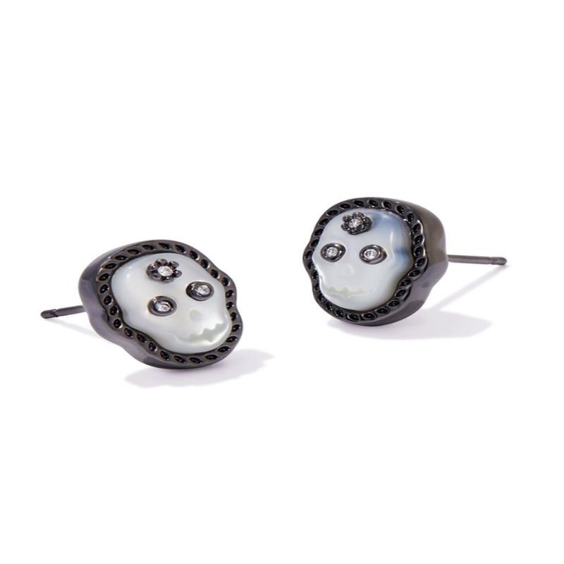 Skeleton Stud Earrings - Gunmetal Ivory MOP | Kendra Scott - FINAL SALE
