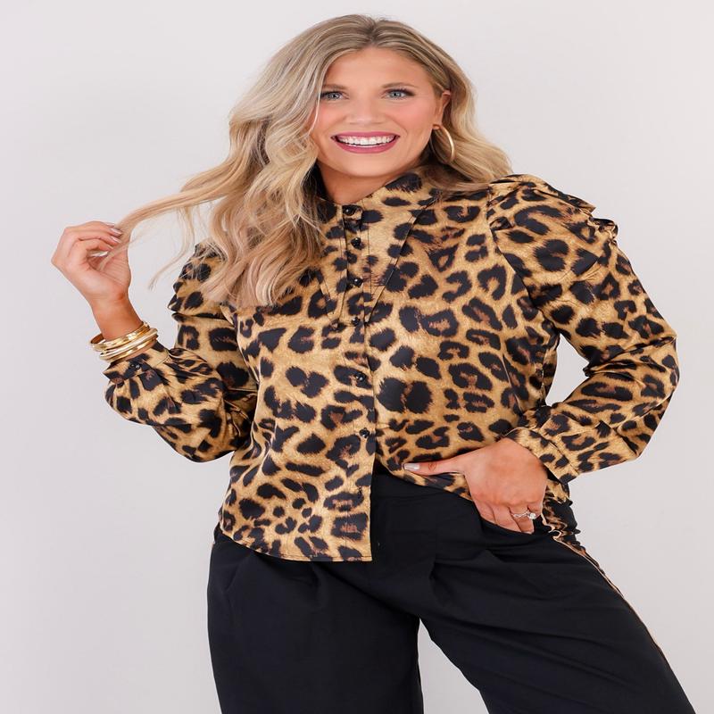 A.Z.I Laura Animal Print Long Sleeve Blouse