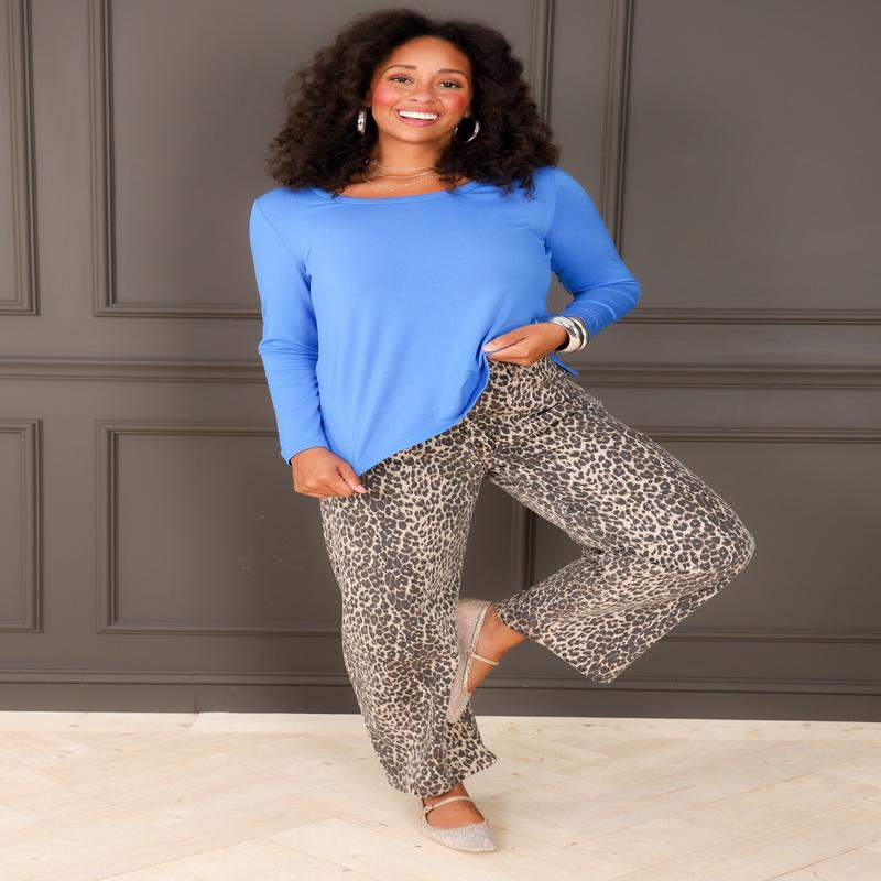 DOORBUSTER Tribal Ultra Blue Scoop Neck Long Sleeve Top