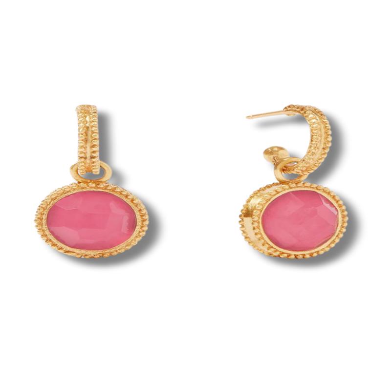 Fleur-de-Lis Hoop & Charm Earrings- Peony  | Julie Vos