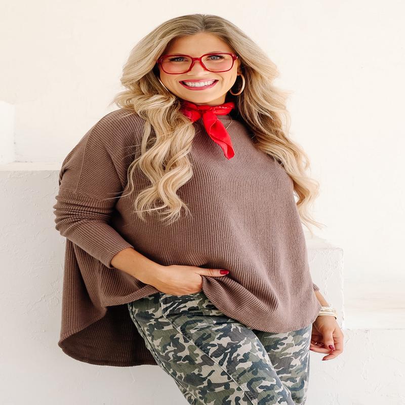 Free People Latte Blues Leafless Tree Thermal Top