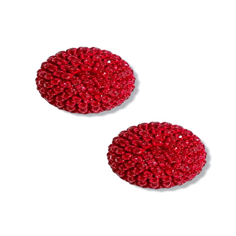 Little Bit Of Glitz Red Rhinestone Stud Earrings