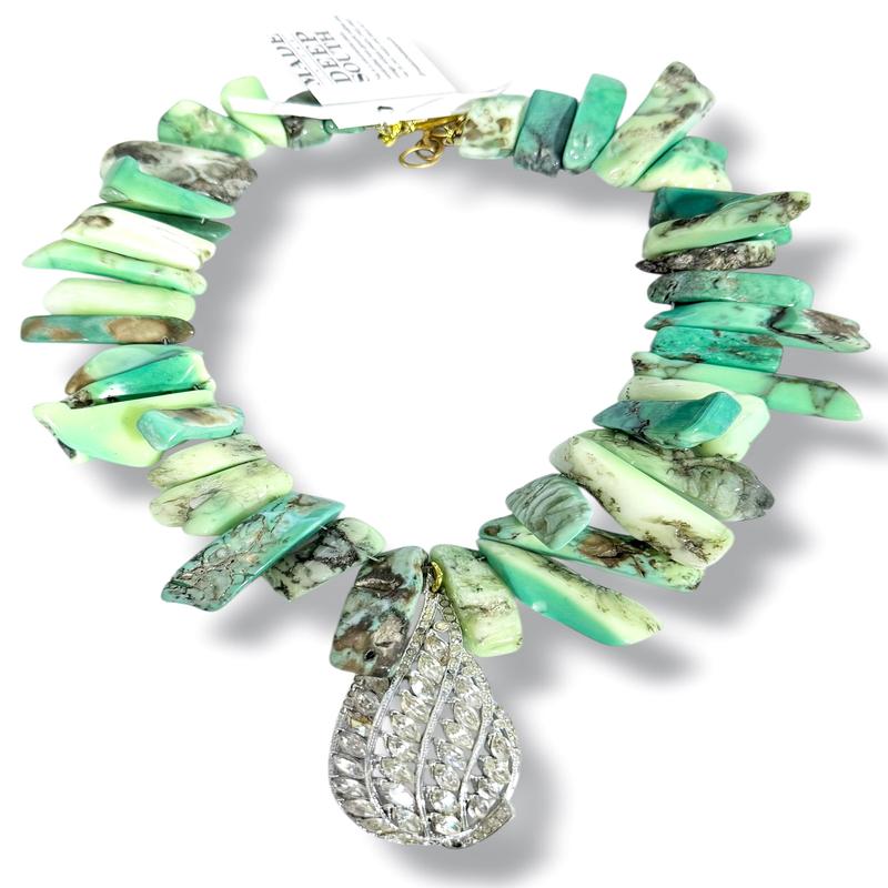 Made in the Deep South 1950s Brooch 1960s Chrysoprase Necklace