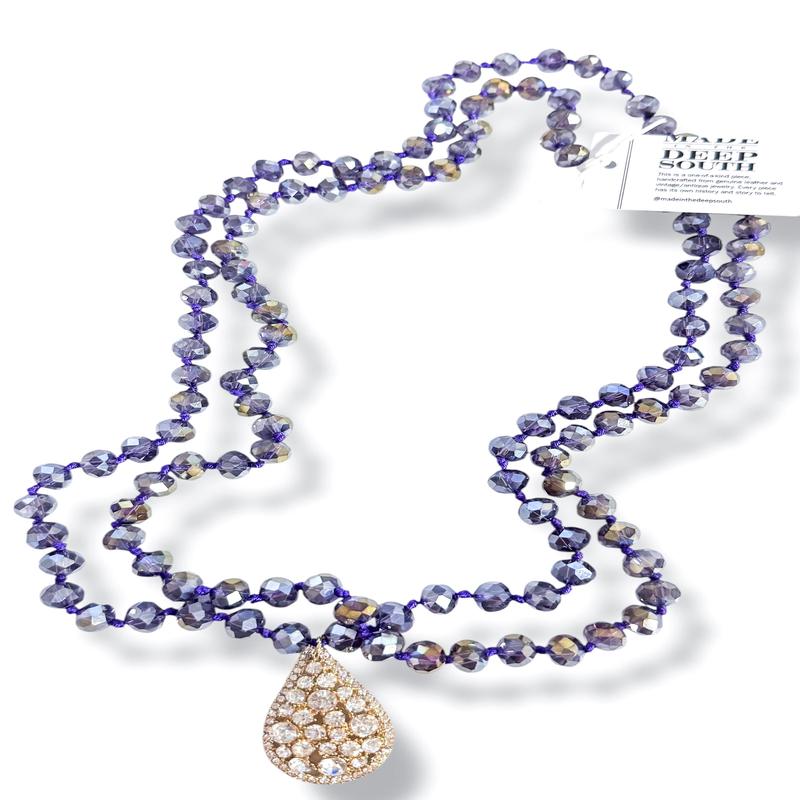 Made in the Deep South 1950s Earring 1960s Crystal Bead Necklace