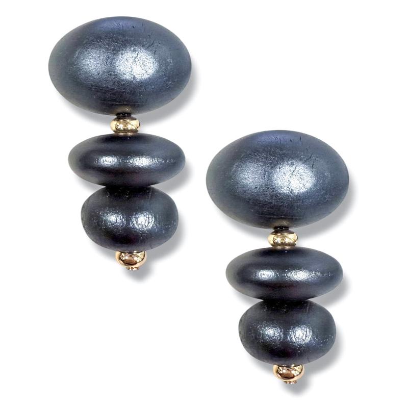 No Good Feeling Black Wooden Drop Earrings