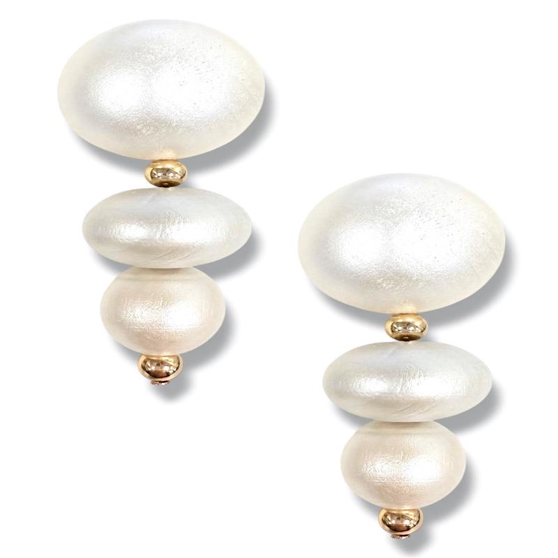 No Good Feeling Cream Wooden Drop Earrings